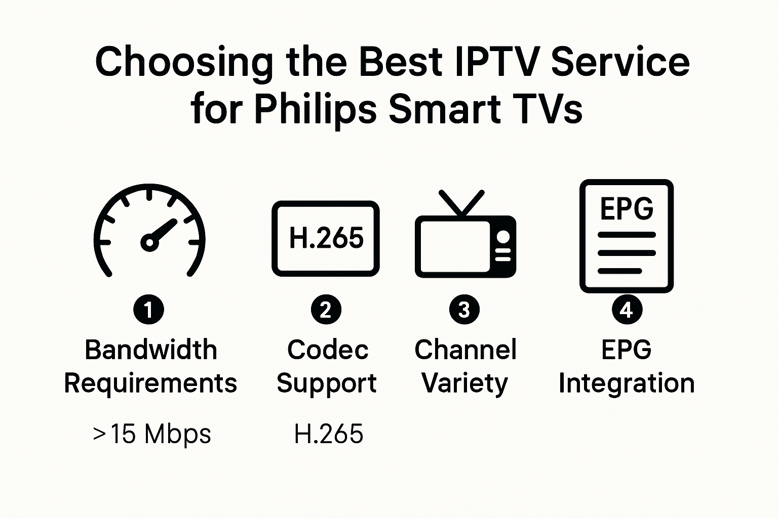 Infographic comparing IPTV criteria for Philips Smart TV