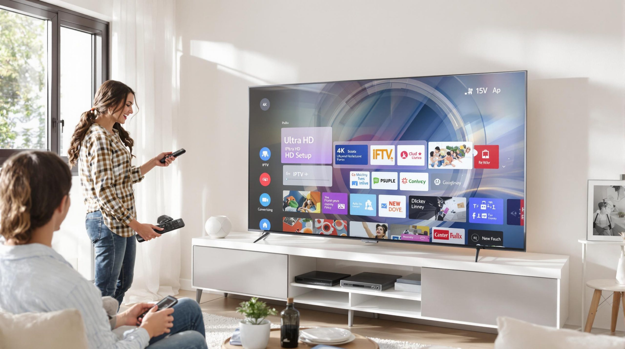 Philips smart TV in living room setup for Ultra HD IPTV streaming